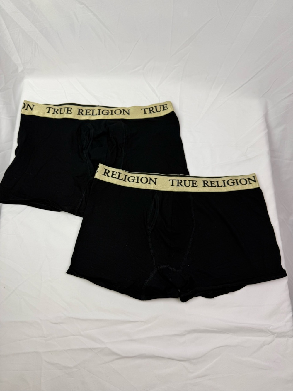 True Religion Black Boxer Briefs with Cream Logo Waistband - 2 Pack